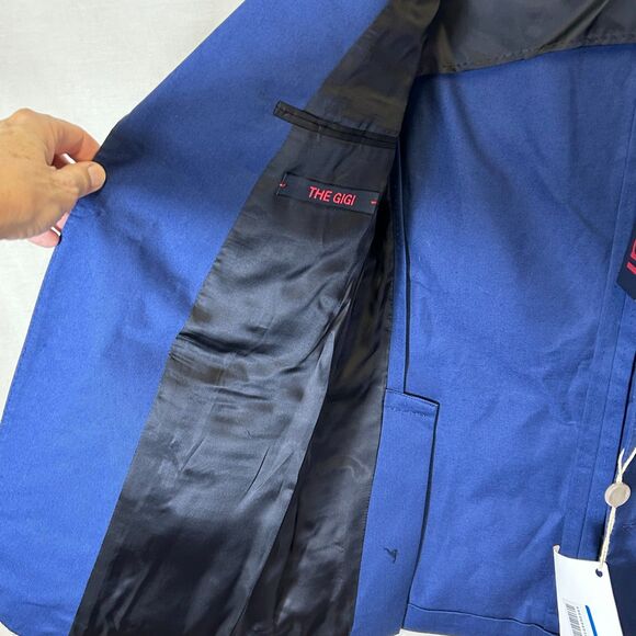 The Gigi Dega NWT Italian Bright Navy Cotton Tailored Blazer Jacket 50/US40 - Picture 6 of 16